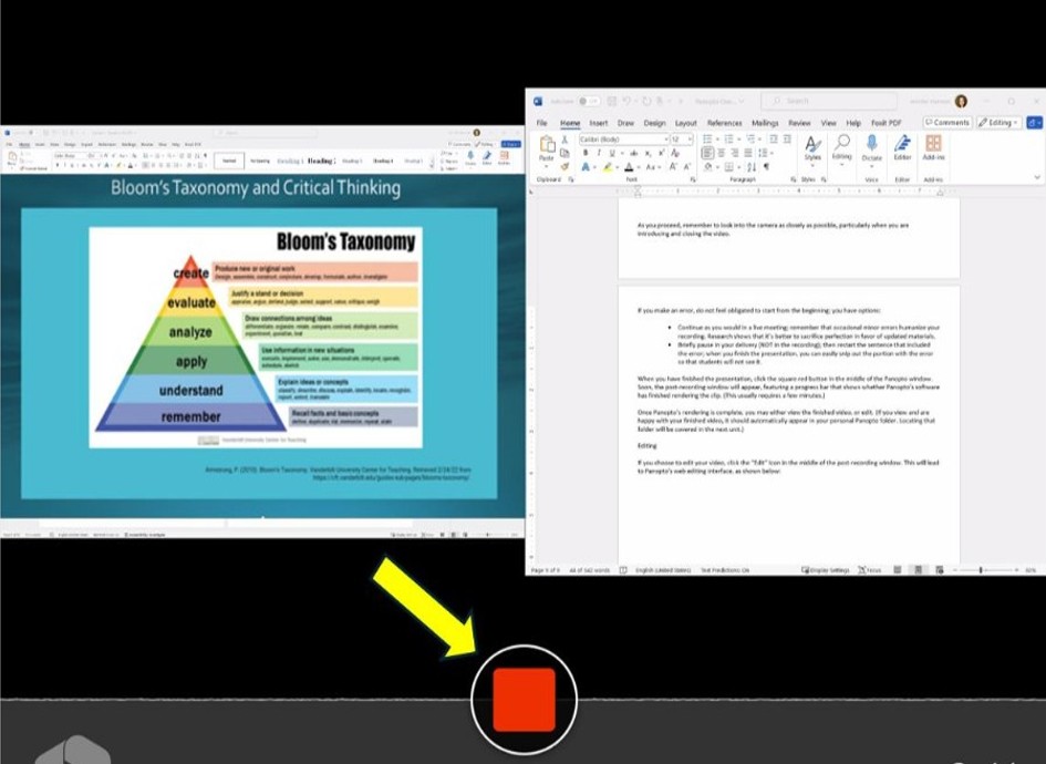 multilayered pyramid with caption Blooms Taxonomy, abutting text page