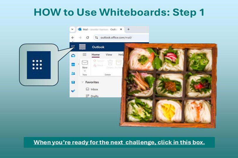 graphical interface with digital bento box icon alongside edible bento box